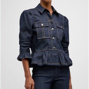 Cinq a Sept Delanie peplum denim jacket Retail: $395.